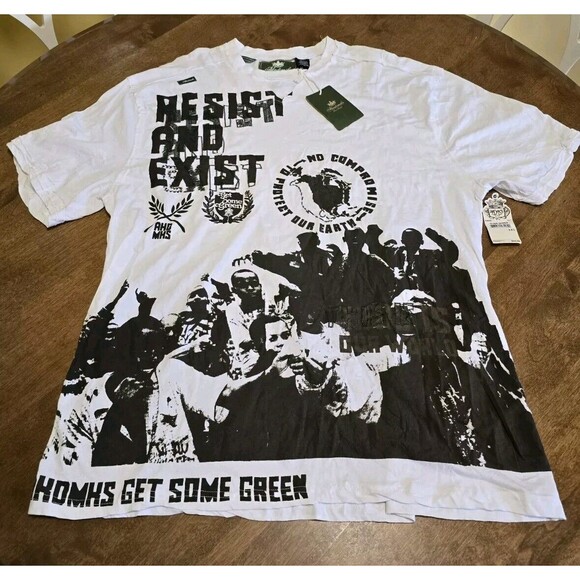 Akademiks Men's Shirt 3XL White Resist & Exist Get Some Green NWT Super Rare HTF